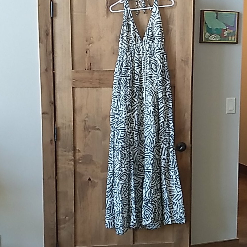 Billabong Maxi Dress, Large, charcoal/off white